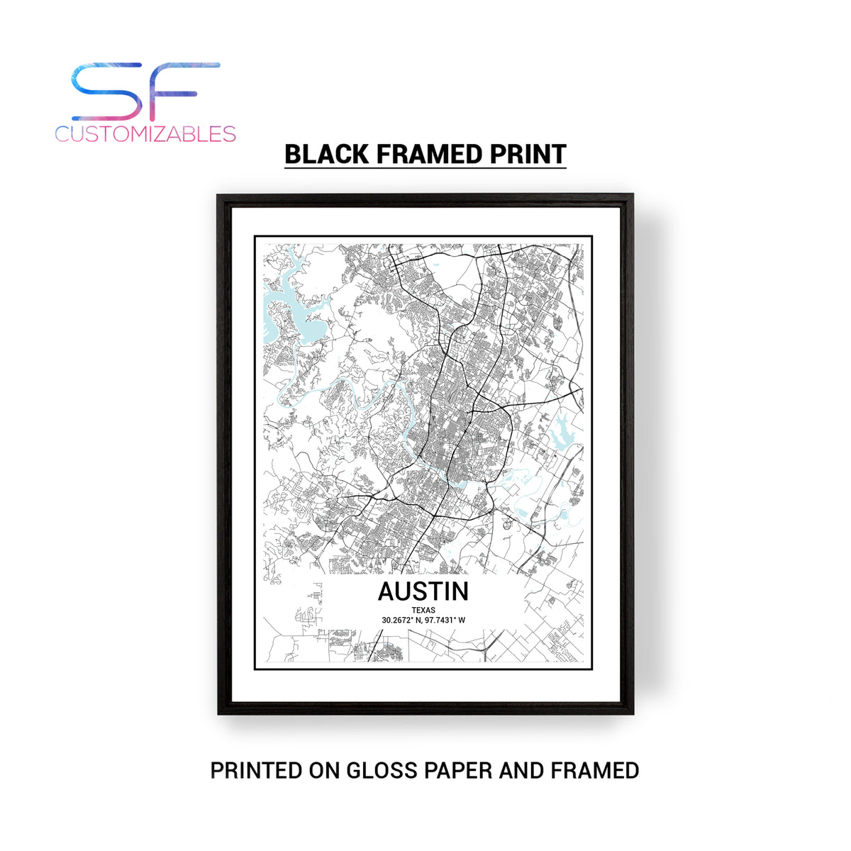 Austin Texas City Map Art Print - Personalize Your Space with Style ...