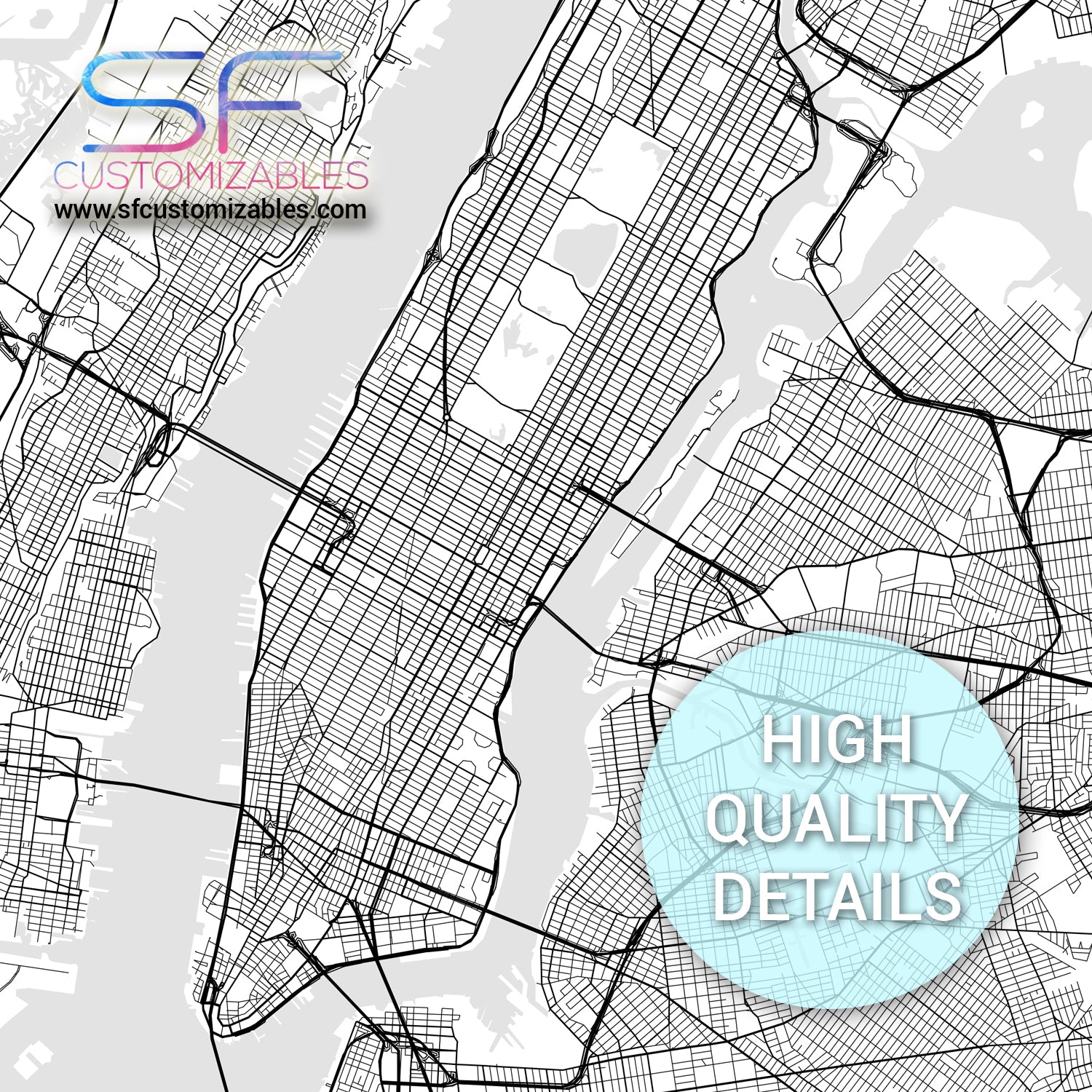 Map Modern Simple Custom City Map with Text Box Modern Minimalist Street Map Art Print ...